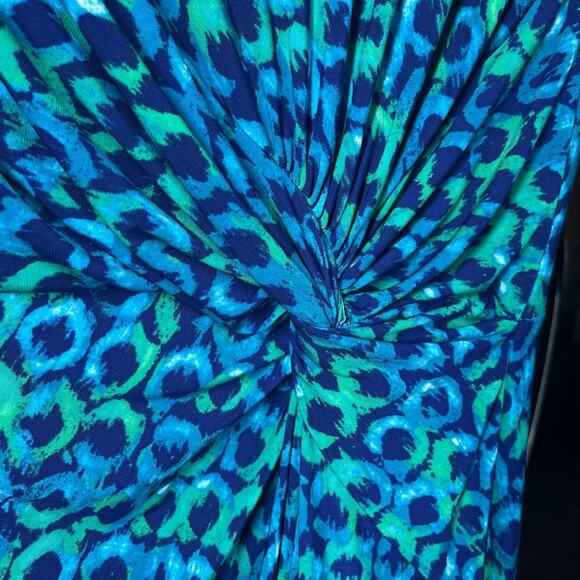Lauren Ralph Lauren Twist Front Jersey Slinky Sheath Dress Blue Green Circle NWT - Picture 4 of 11